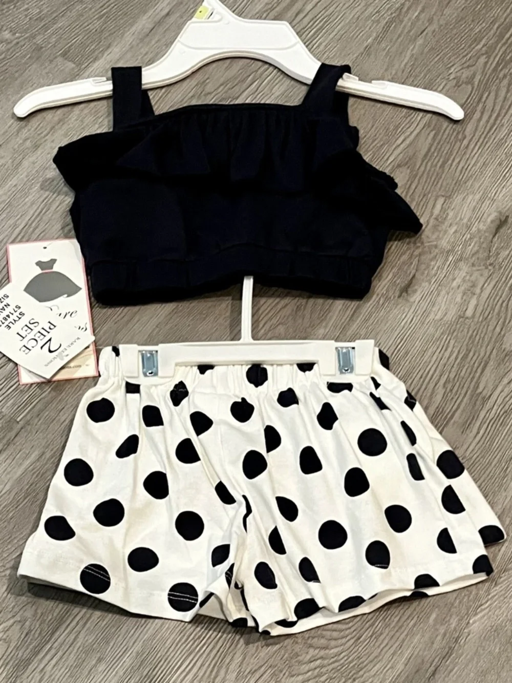 Rare Editions Girls Knit Button Front Top W/Ruffles & Polka Dot Print Shorts 2T